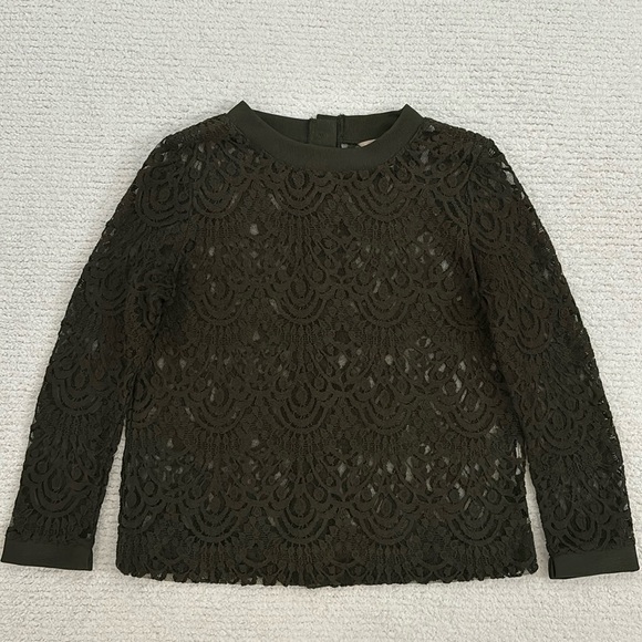 BANANA REPUBLIC CORDED LACE, GREEN BLOUSE WITH BACK BUTTONS- SIZE XS - Picture 14 of 17